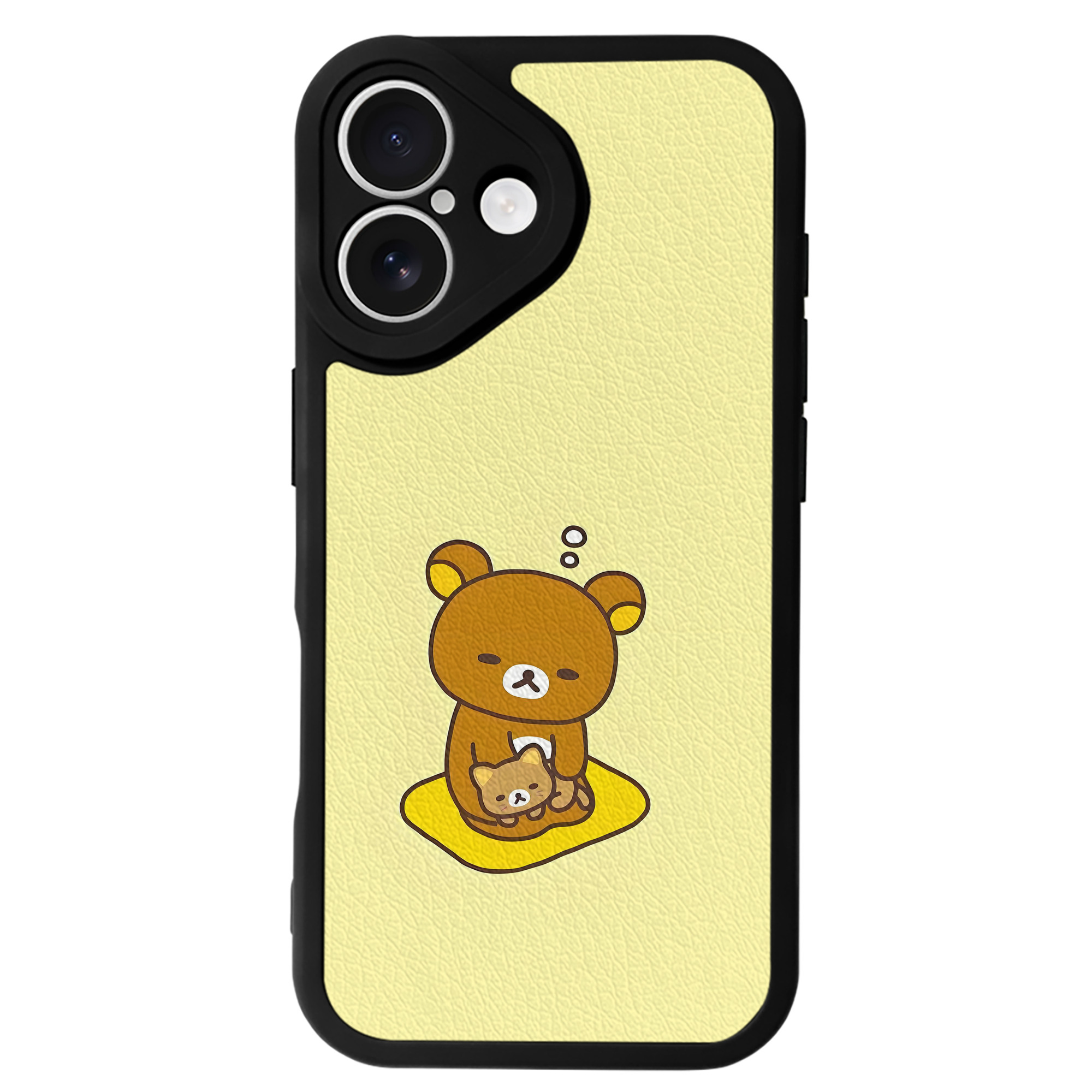 （画像用） リラックマ リラックマ キイロイトリ Rilakkuma Korilakkuma Kiiroitori 【iPhone 16シリーズ対応】シリコンスマホケース（レザー調） 材質：シリコン